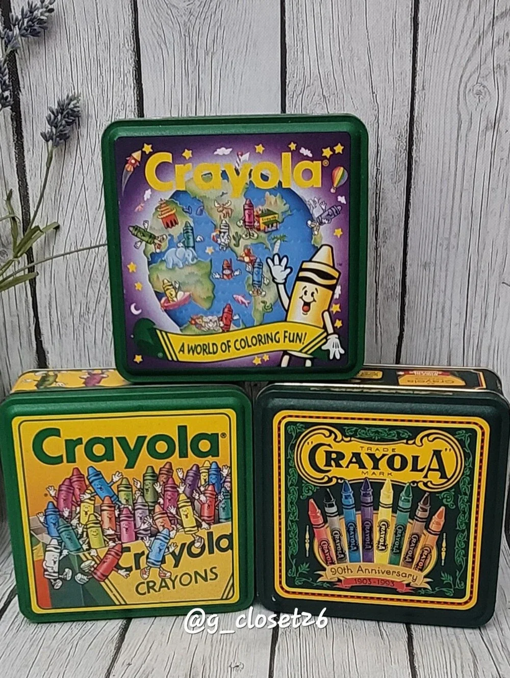 3 Vintage Crayola Boxes, 1993/1995, Limited Edition Crayons Empty Tins
